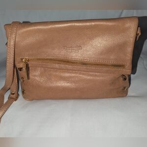 Hammitt VIP Medium Tan Leather Crossbody Bag with Gold Accents